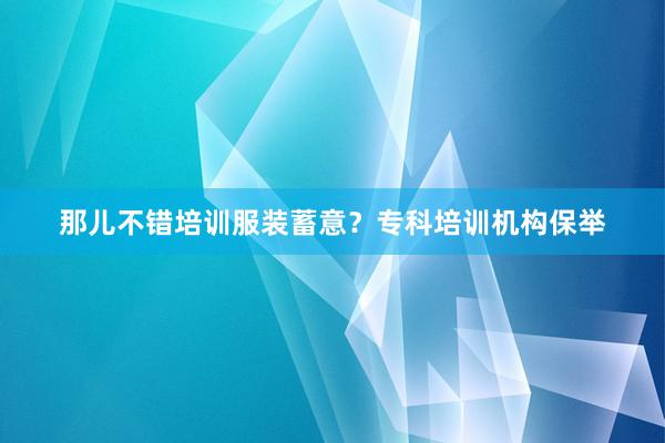 那儿不错培训服装蓄意？专科培训机构保举